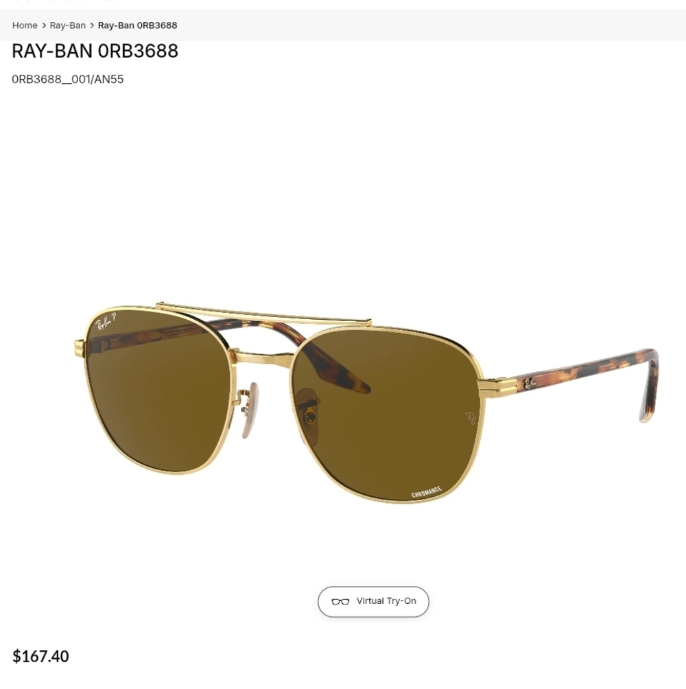 Unisex Ray-Ban Polarized Gold Frame Sunglasses With Chromatic Lenses - Picture 10 of 15